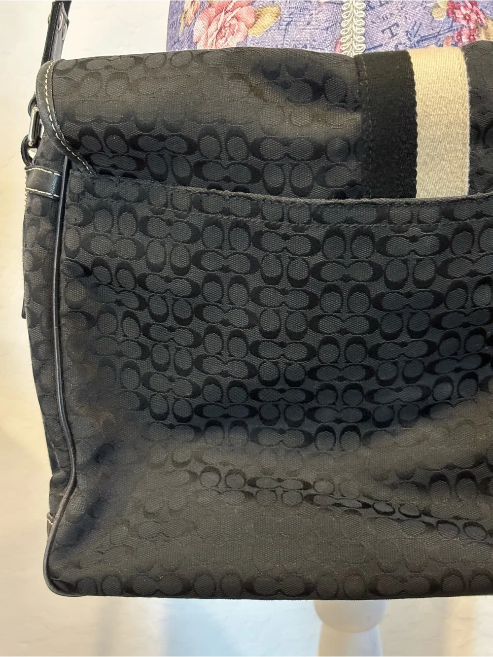 Coach Black Voyager Monogram Canvas Crossbody Messenger Bag